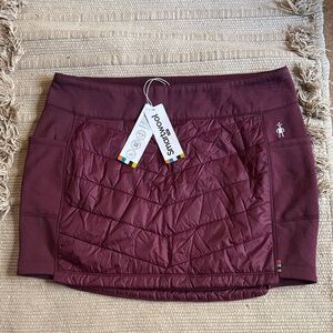 Smartwool skirt pull on Merino loft pockets maroon cherry Womens Large 10 12 NEW